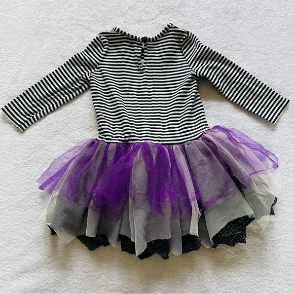 Emily Rose Black White Striped Pumpkin Tiered Tutu Halloween Dress, Girls 2T - Picture 5 of 9